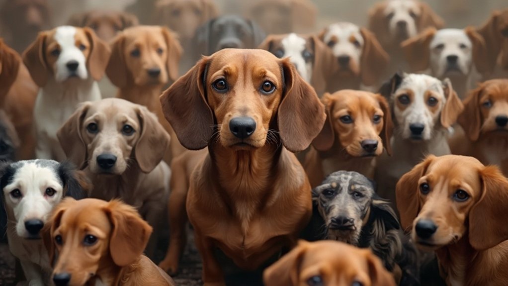 compact long bodied tenacious sausage dogs