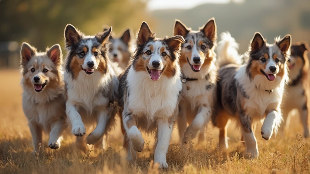 energetic australian shepherding dogs